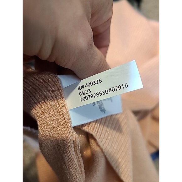 Express Pink Gold Shimmer Ribbed Bodycon Midi Sweater Dress Size Medium New - Picture 7 of 9